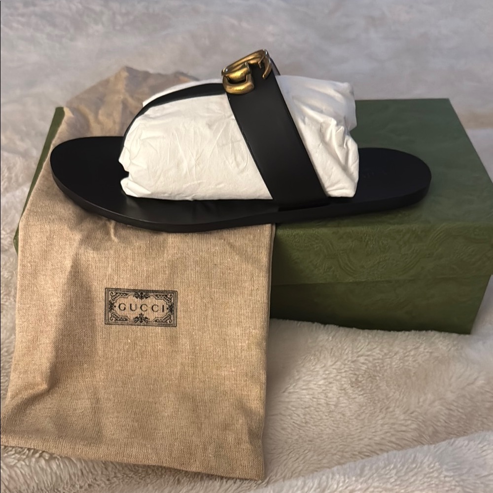 Gucci Black Logo Slide Sandals